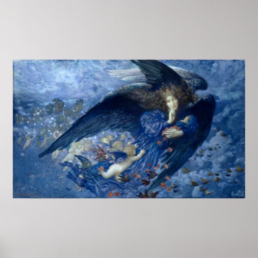 Nacht met haar Train of Stars (Angel met Cherubs) Poster (Voorkant)