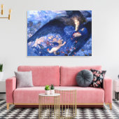 Nacht met haar trein voor sterrenkunst canvas afdruk (Insitu (Woonkamer))