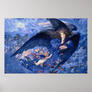 Nacht met haar trein voor sterrenkunst poster