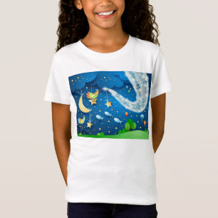 Nacht met muziek en vogels t-shirt