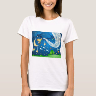 Nacht met muziek en vogels t-shirt