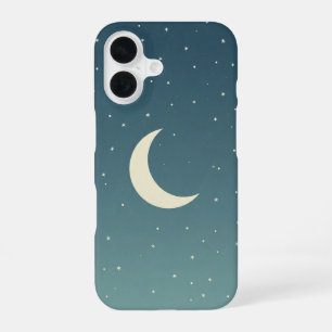 Nacht met wassende maan in vintage stijl iPhone 16 hoesje