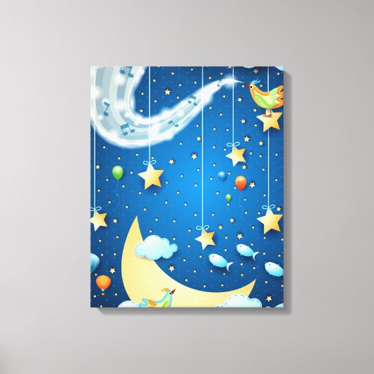 Nacht muziek en grote maan canvas afdruk (Voorkant)