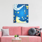 Nacht muziek en grote maan canvas afdruk (Insitu (Woonkamer))