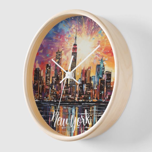 Nacht New York stad, Waterverf, Kleurrijk Modern (Hoek)