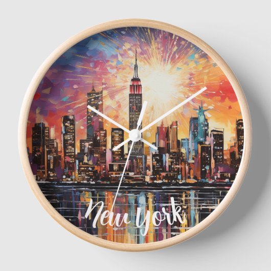 Nacht New York stad, Waterverf, Kleurrijk Modern (Voorkant)