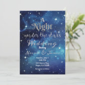 Nacht onder de Stars Blue Starry Sky Wedding Invi Kaart (Staand voorkant)