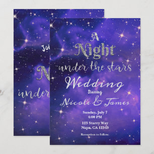 Nacht onder de Stars Paarse Starry Sky Wedding Kaart
