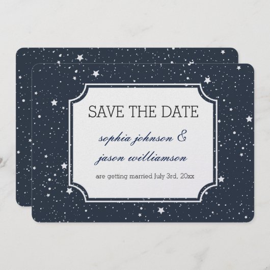 Nacht onder de sterren behalve de datum save the date (Voorkant / Achterkant)