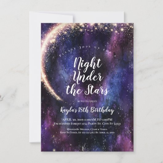 nacht onder de sterrenuitnodigingen kaart (Voorkant)