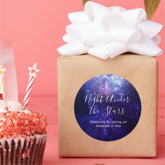 Nacht onder het sterrenstelsel ronde sticker (Feest)