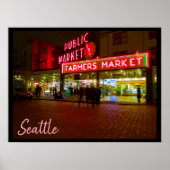 Nacht op de openbare markt van Seattle Poster (Voorkant)