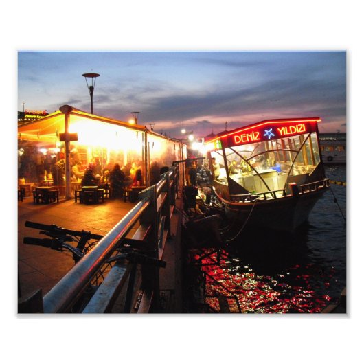 Nacht op de pier foto afdruk (Voorkant)