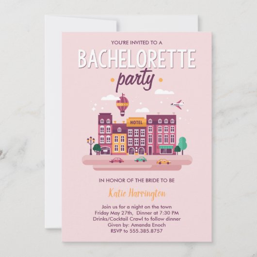 Nacht op de uitnodiging van de stad Bachelorette (Voorkant)