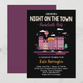 Nacht op de uitnodiging van de stad Bachelorette (Voorkant / Achterkant)