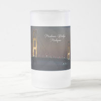 Nacht op Mackinac Bridge Frosted Mok