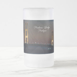 Nacht op Mackinac Bridge Frosted Mok