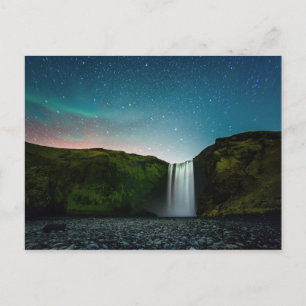 Nacht op Skógafoss Briefkaart