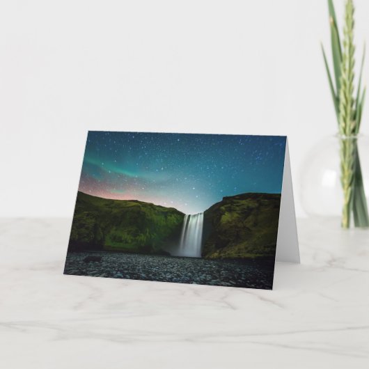 Nacht op Skógafoss Kaart (Voorkant)