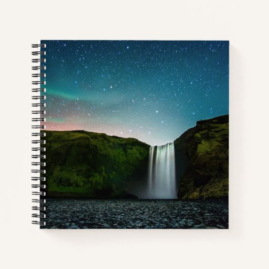 Nacht op Skógafoss Notitieboek (Voorkant)