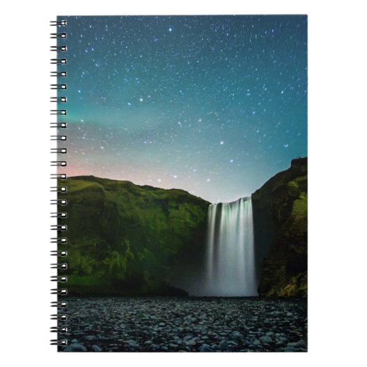 Nacht op Skógafoss Notitieboek (Voorkant)