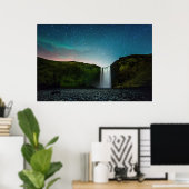 Nacht op Skógafoss Poster (Thuiskantoor)