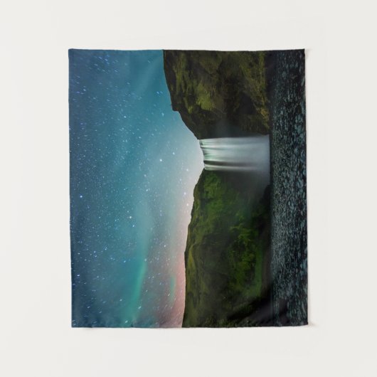 Nacht op Skógafoss Wandkleed (Voorkant)