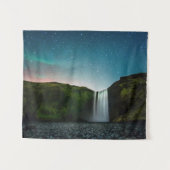 Nacht op Skógafoss Wandkleed (Voorkant (horizontaal))