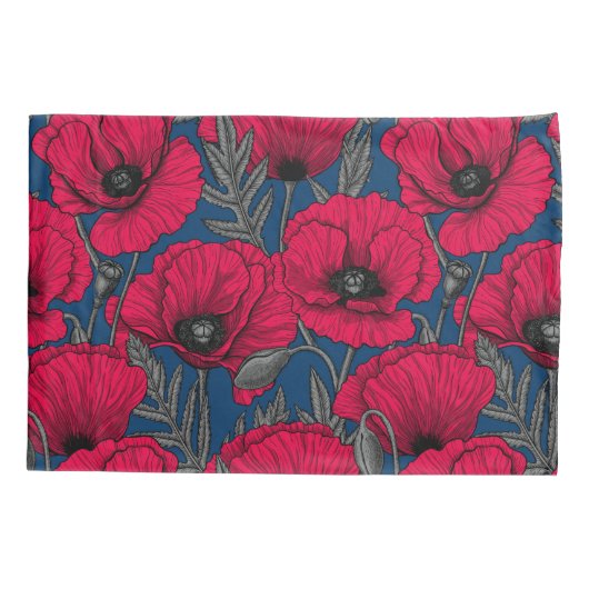 Nacht papavertuin kussensloop (Achterkant)