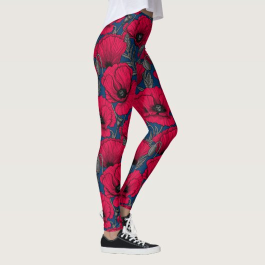 Nacht papavertuin leggings (Rechts)