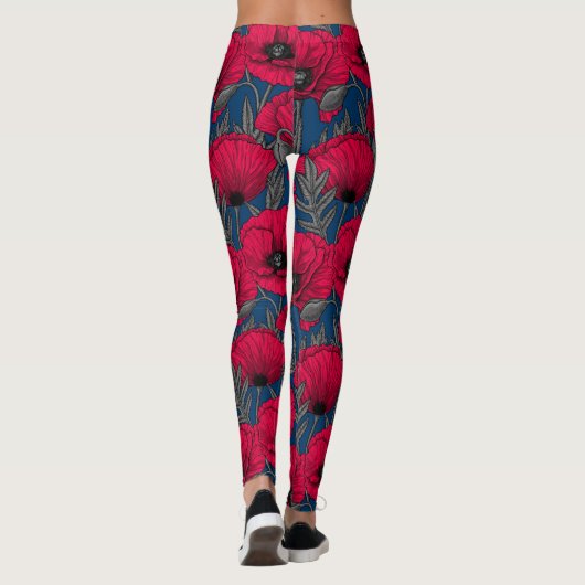 Nacht papavertuin leggings (Achterkant)