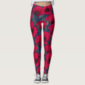 Nacht papavertuin leggings (Voorkant)