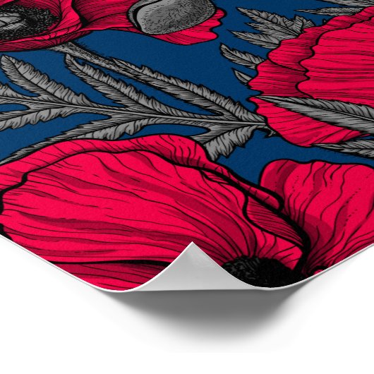 Nacht papavertuin poster (Hoek)