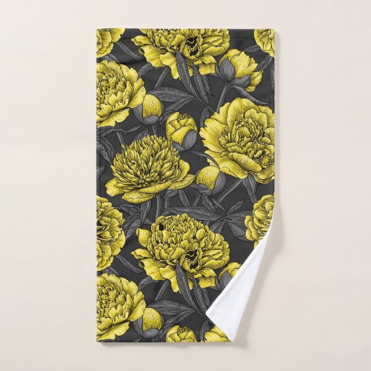 Nacht pony-tuin in geel en grijs bad handdoek (Handdoek)