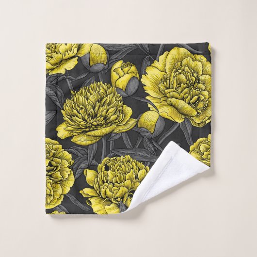 Nacht pony-tuin in geel en grijs bad handdoek (Wasdoekje)