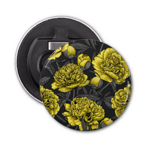 Nacht pony-tuin in geel en grijs button flesopener