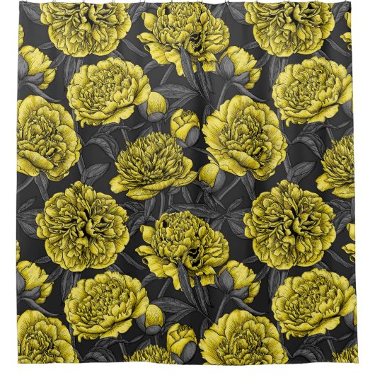 Nacht pony-tuin in geel en grijs douchegordijn (Voorkant)