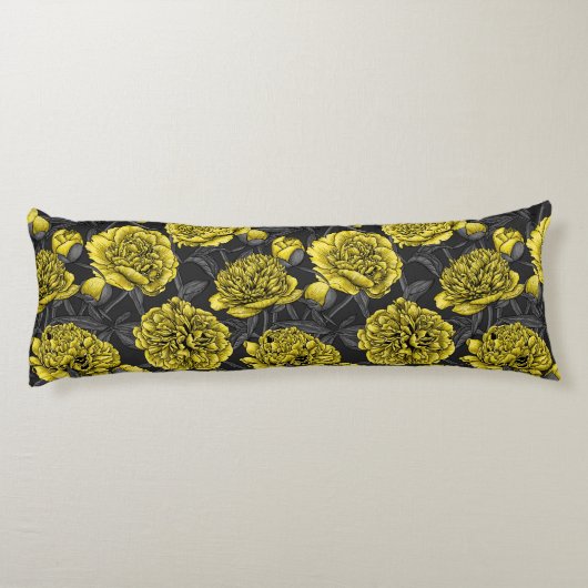 Nacht pony-tuin in geel en grijs lichaamskussen (Achterkant)