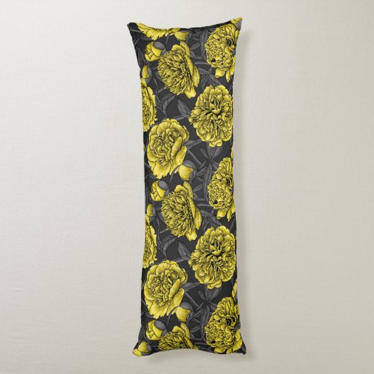 Nacht pony-tuin in geel en grijs lichaamskussen (Achterkant (Verticaal))