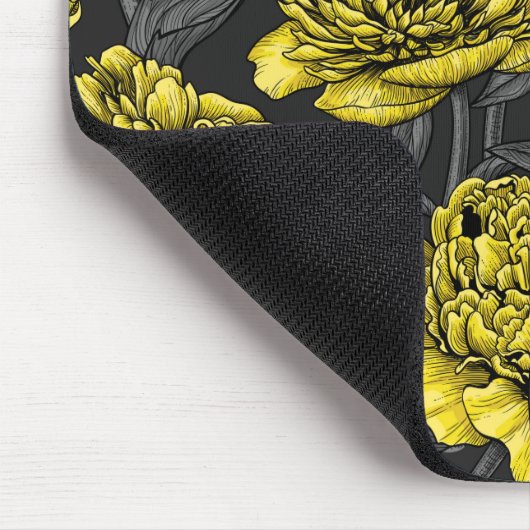 Nacht pony-tuin in geel en grijs muismat (Hoek)