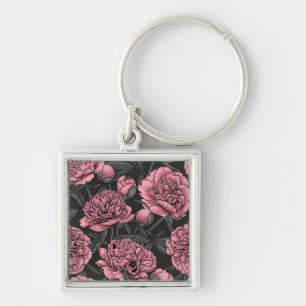 Nacht pony-tuin in roze en grijs sleutelhanger