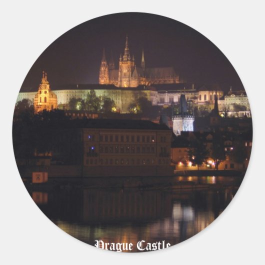 Nacht Praag Kasteel Sticker (Voorkant)