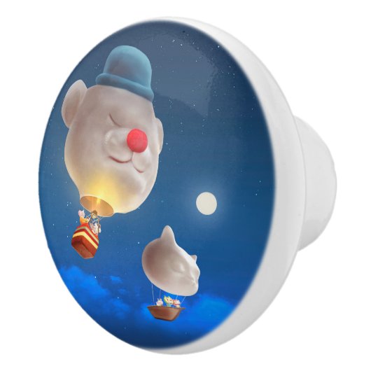 Nacht Sky ballon avontuur Keramische Knop (Rechts)