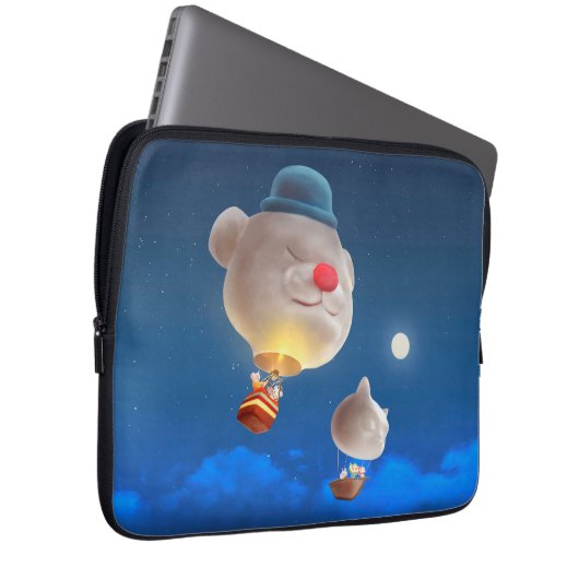 Nacht Sky ballon avontuur Laptop Sleeve (Voorkant Rechts)