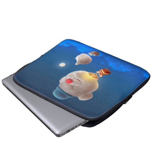 Nacht Sky ballon avontuur Laptop Sleeve (Voorkant onderkant)