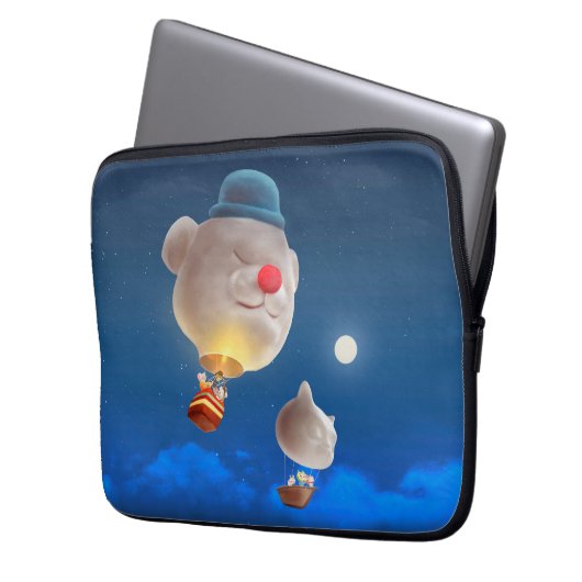 Nacht Sky ballon avontuur Laptop Sleeve (Voorkant Links)