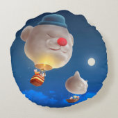 Nacht Sky ballon avontuur Rond Kussen (Achterkant)