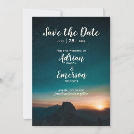Nacht Sky & Berg Sterren Galaxy Modern Bruiloft Save The Date