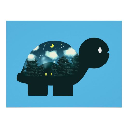 Nacht Sky Cabin in Bos Schildpad Perfect Poster (Voorkant)