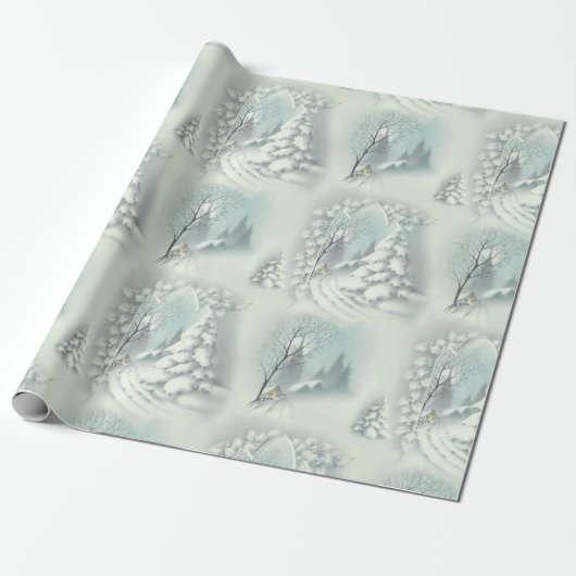  nacht Snowy Cadeaupapier (Uitgerold)